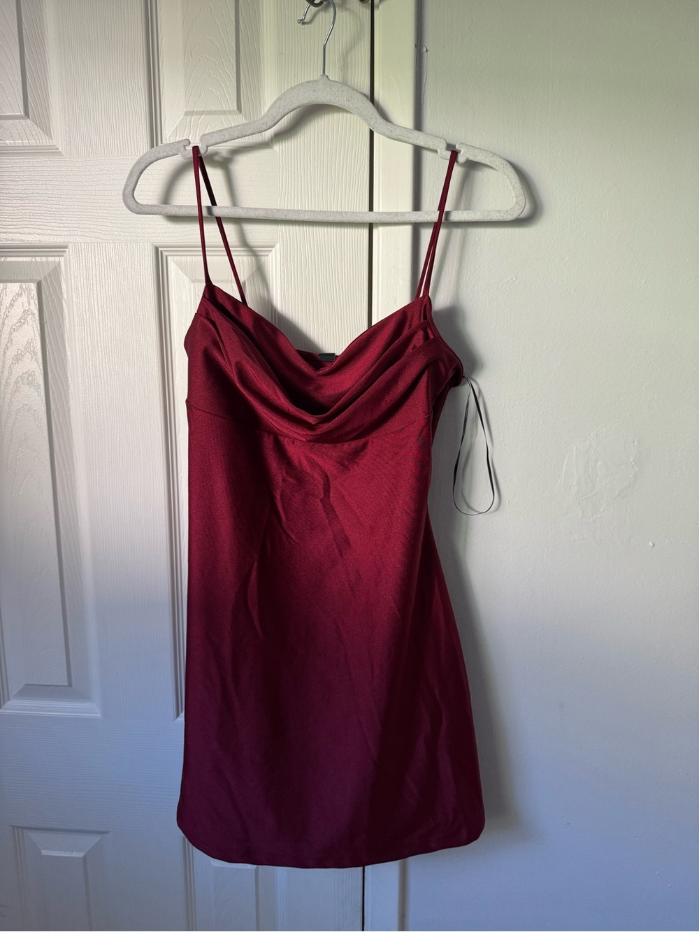 Women's Cowl Neck Slip Mini Dress - Burgundy Large